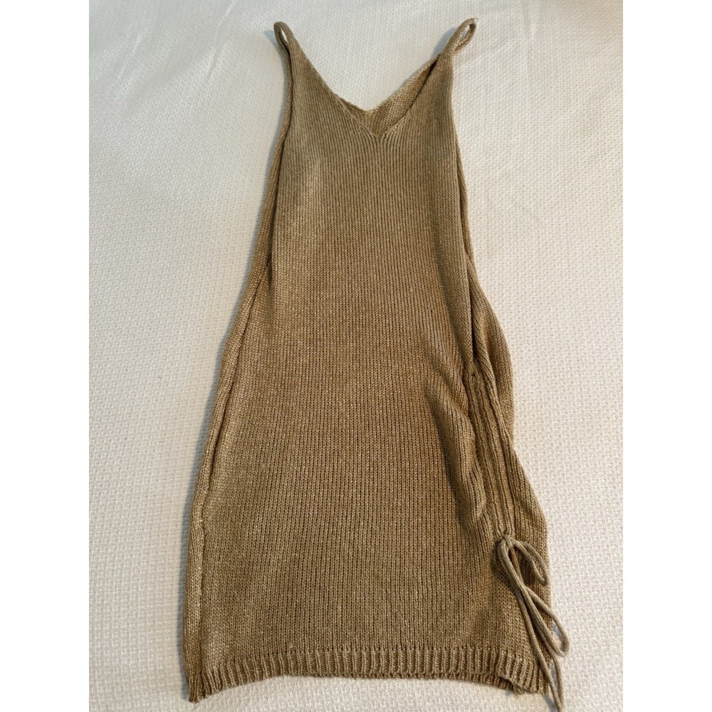 Tan Spaghetti Strap Sweater Tunic Dress Size Small READ BELOW